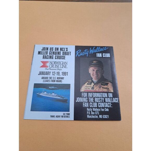 1990 Rusty Wallace MGD NASCAR Schedule Foldout Miller Beer Promo Racing Cruise - Picture 2 of 10